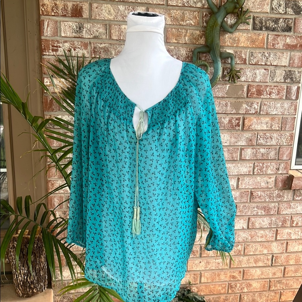 SAIN JOHNS BAY TEAL FLORAL TOP … 301C